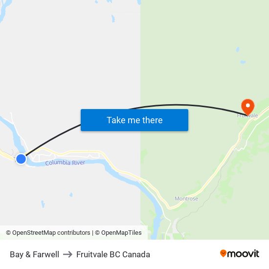 Bay & Farwell to Fruitvale BC Canada map