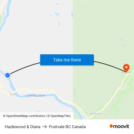 Hazlewood & Diana to Fruitvale BC Canada map