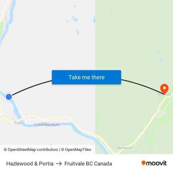 Hazlewood & Portia to Fruitvale BC Canada map