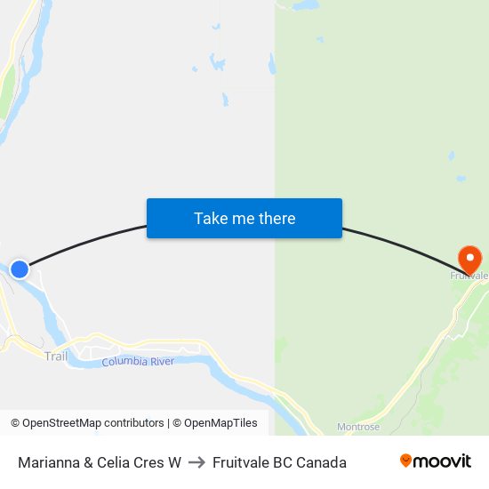 Marianna & Celia Cres W to Fruitvale BC Canada map