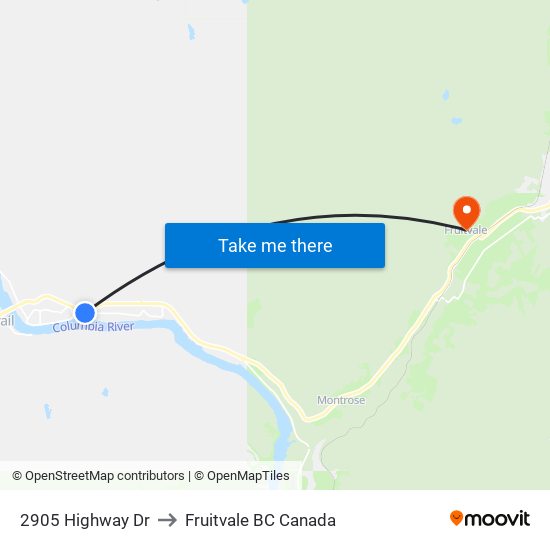 2905 Highway Dr to Fruitvale BC Canada map