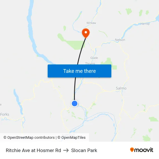 Ritchie Ave at Hosmer Rd to Slocan Park map