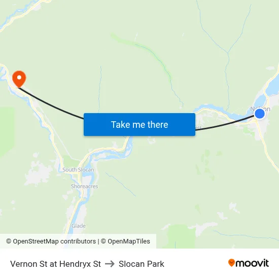 Vernon St at Hendryx St to Slocan Park map