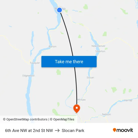 6th Ave NW at 2nd St NW to Slocan Park map