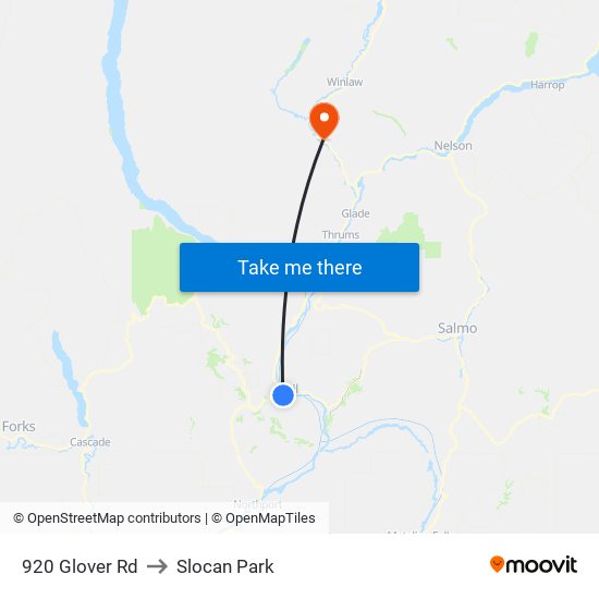 920 Glover Rd to Slocan Park map