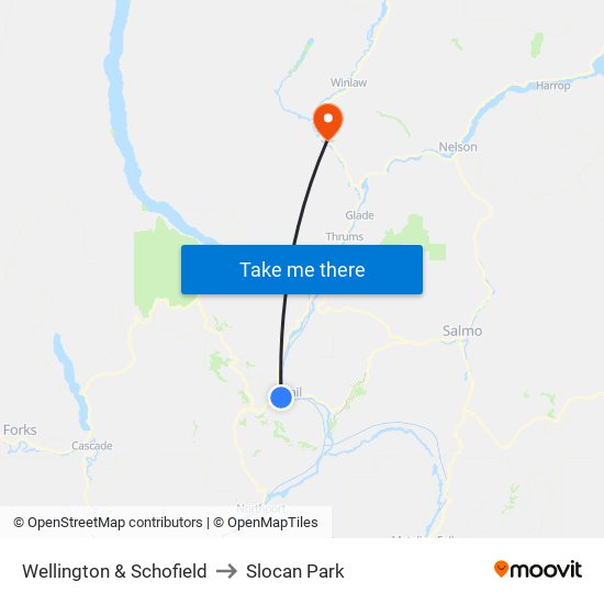 Wellington & Schofield to Slocan Park map