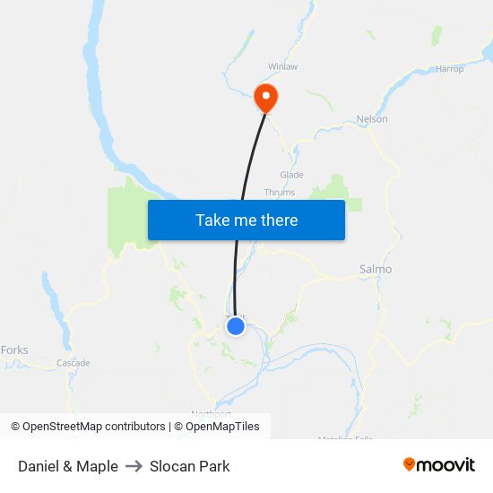 Daniel & Maple to Slocan Park map