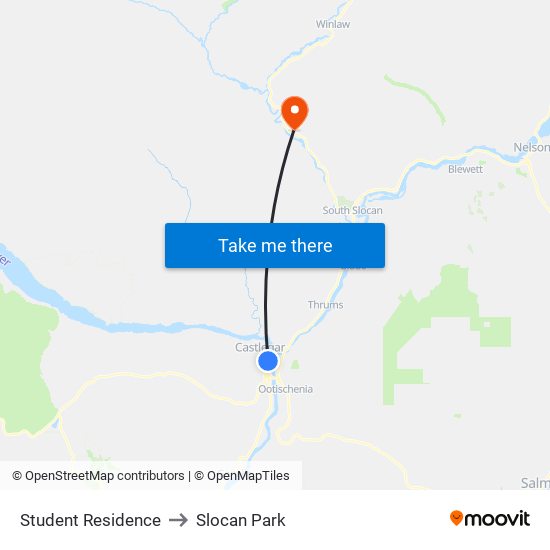 Student Residence to Slocan Park map