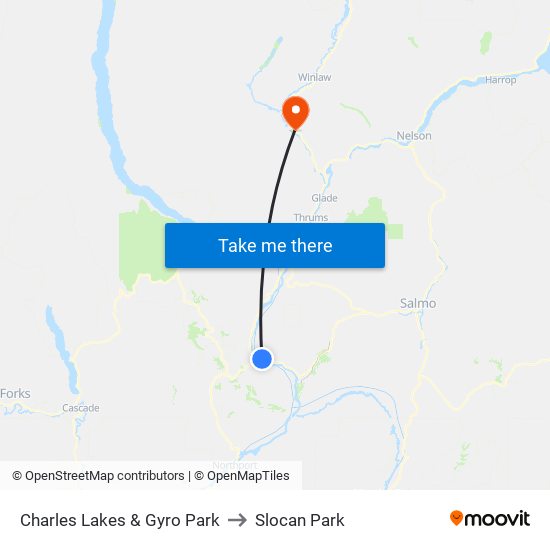 Charles Lakes & Gyro Park to Slocan Park map