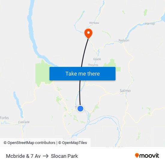 Mcbride & 7 Av to Slocan Park map