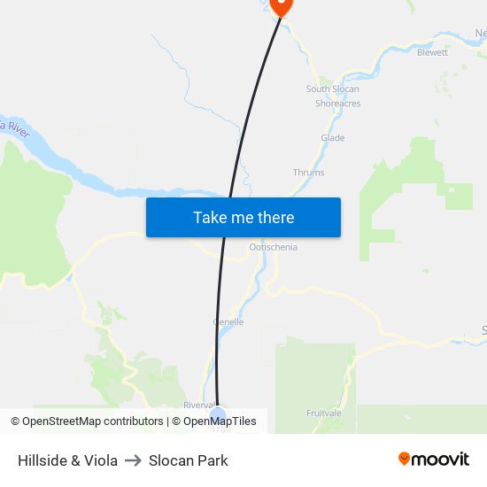 Hillside & Viola to Slocan Park map