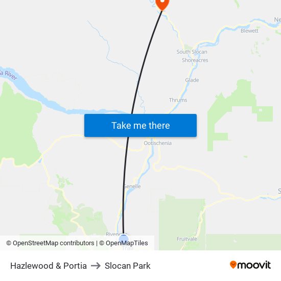 Hazlewood & Portia to Slocan Park map