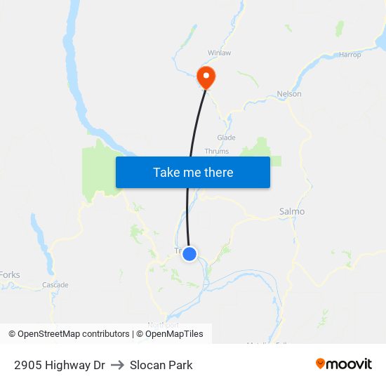 2905 Highway Dr to Slocan Park map