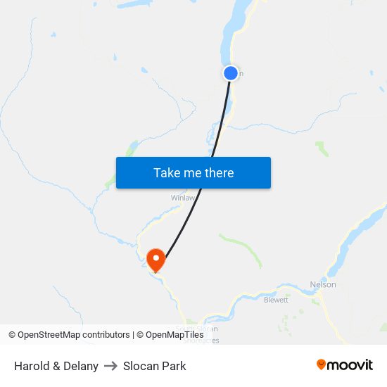 Harold & Delany to Slocan Park map