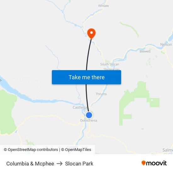 Columbia & Mcphee to Slocan Park map