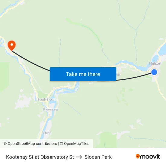 Kootenay St at Observatory St to Slocan Park map