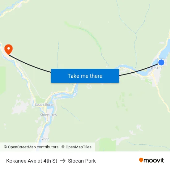 Kokanee Ave at 4th St to Slocan Park map