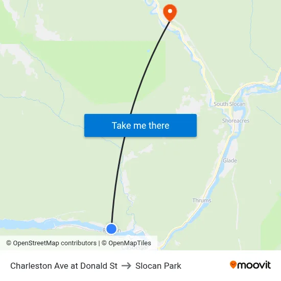 Charleston Ave at Donald St to Slocan Park map