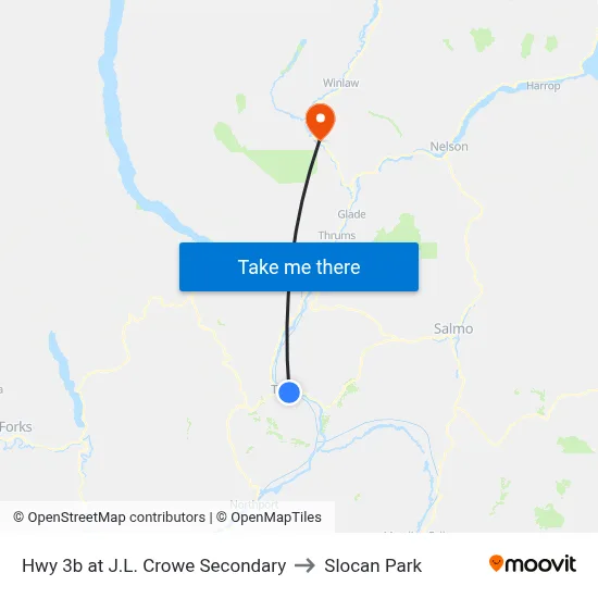Hwy 3b at J.L. Crowe Secondary to Slocan Park map