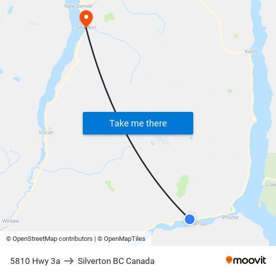 5810 Hwy 3a to Silverton BC Canada map