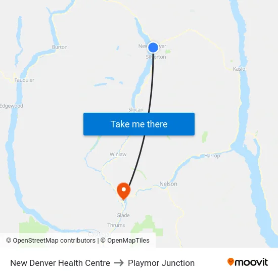 New Denver Health Centre to Playmor Junction map