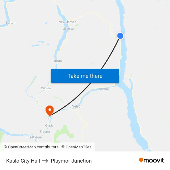 Kaslo City Hall to Playmor Junction map