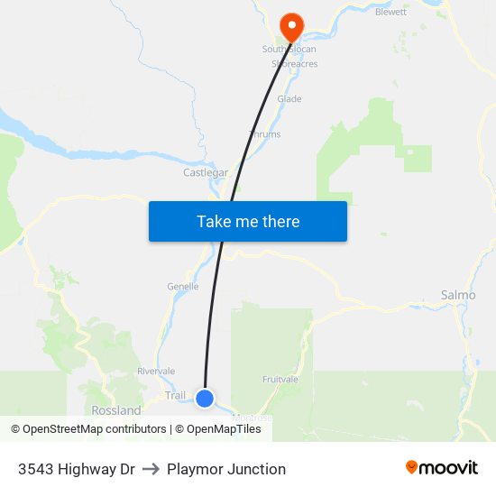 3543 Highway Dr to Playmor Junction map