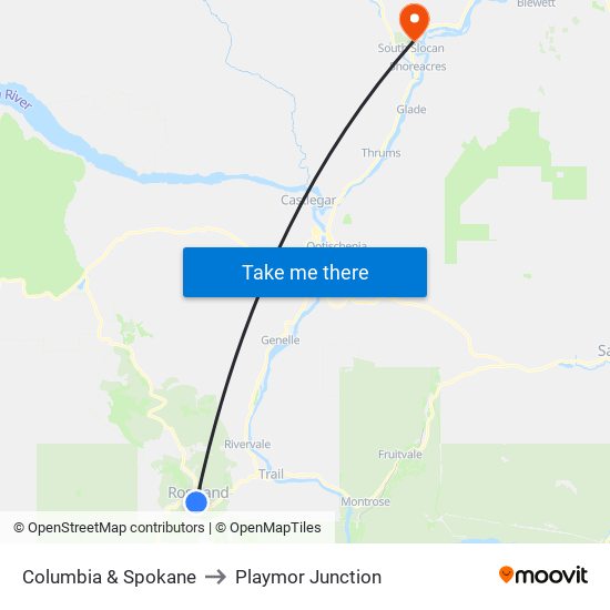 Columbia & Spokane to Playmor Junction map