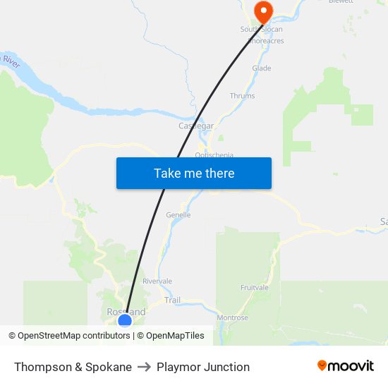 Thompson & Spokane to Playmor Junction map