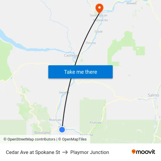 Cedar Ave at Spokane St to Playmor Junction map