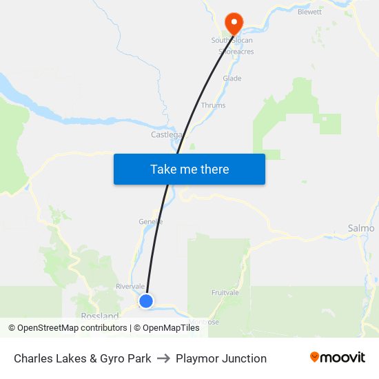 Charles Lakes & Gyro Park to Playmor Junction map