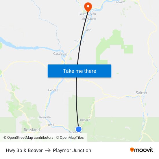 Hwy 3b & Beaver to Playmor Junction map