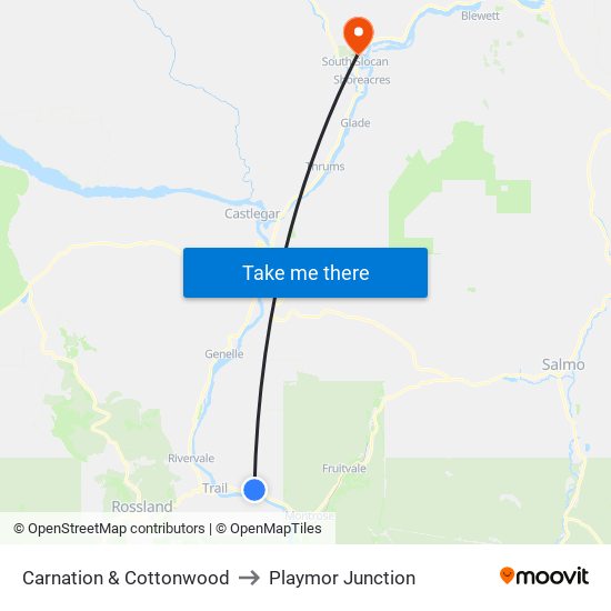 Carnation & Cottonwood to Playmor Junction map