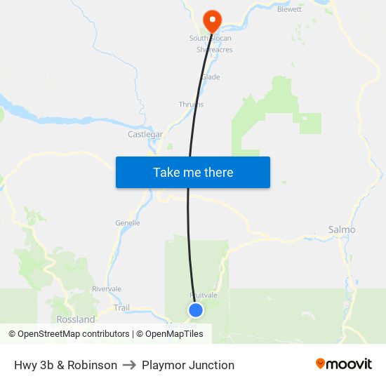 Hwy 3b & Robinson to Playmor Junction map