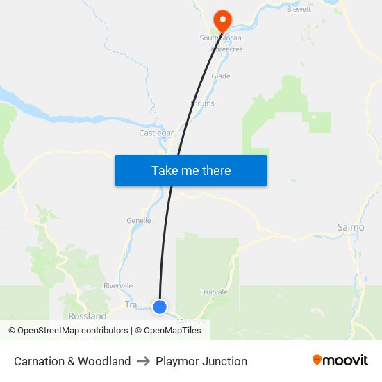 Carnation & Woodland to Playmor Junction map