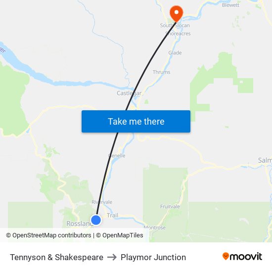 Tennyson & Shakespeare to Playmor Junction map