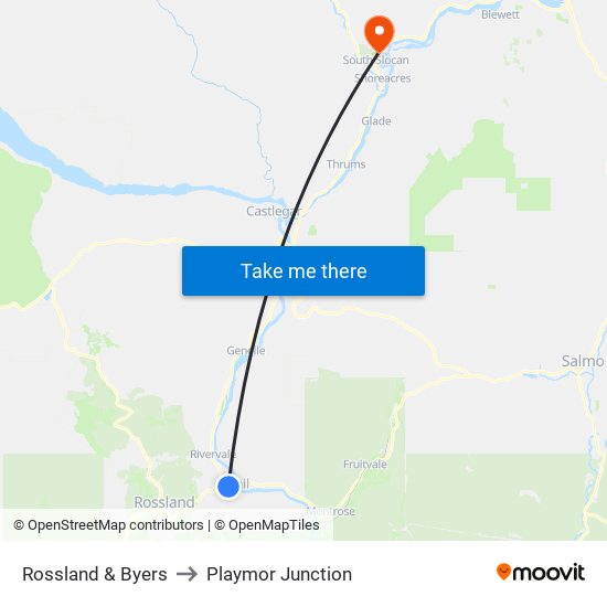 Rossland & Byers to Playmor Junction map