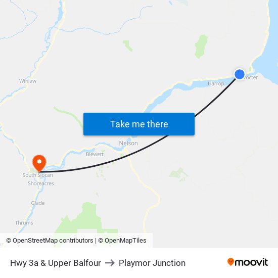 Hwy 3a & Upper Balfour to Playmor Junction map