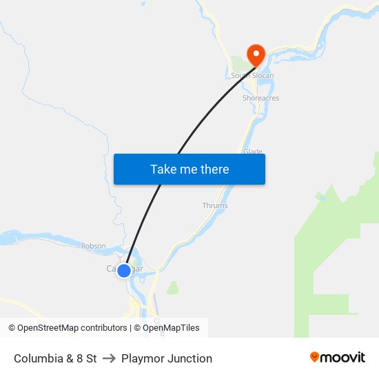 Columbia & 8 St to Playmor Junction map