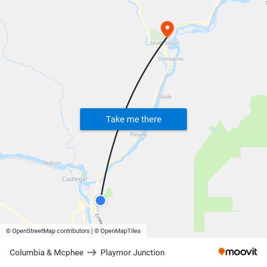 Columbia & Mcphee to Playmor Junction map