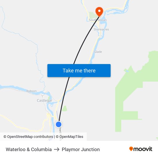 Waterloo & Columbia to Playmor Junction map