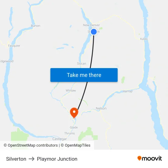 Silverton to Playmor Junction map