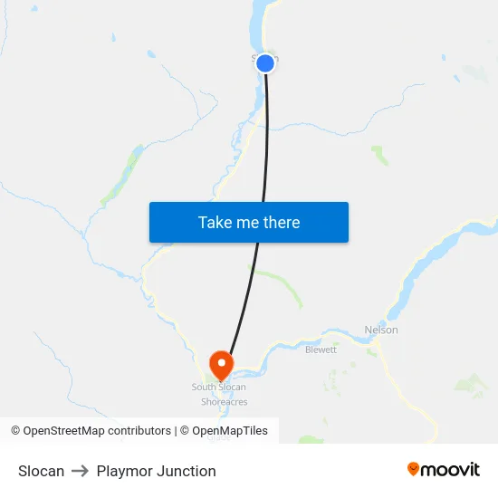 Slocan to Playmor Junction map