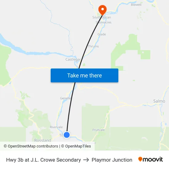 Hwy 3b at J.L. Crowe Secondary to Playmor Junction map