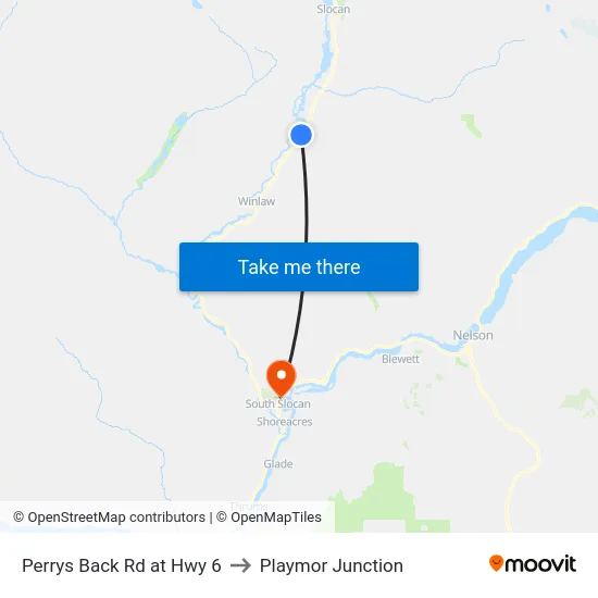 Perrys Back Rd at Hwy 6 to Playmor Junction map