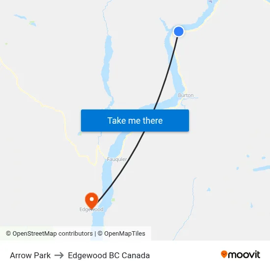 Arrow Park to Edgewood BC Canada map