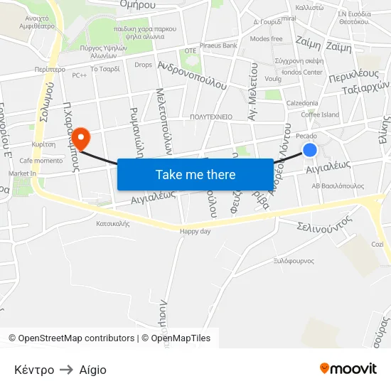 Κέντρο to Aígio map