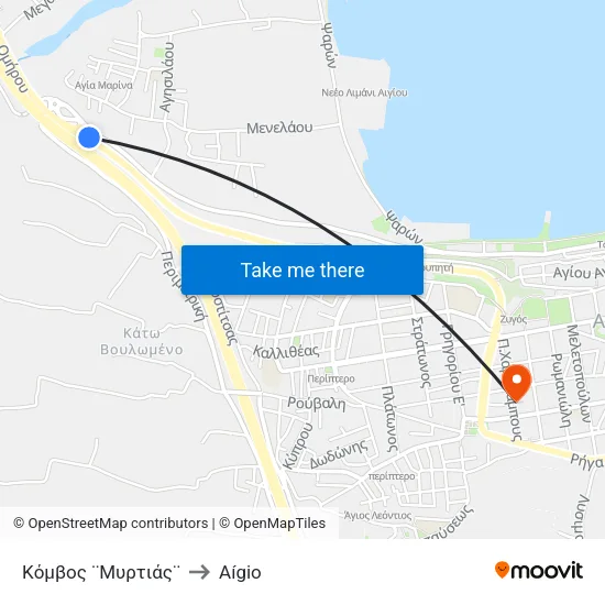 Κόμβος ¨Μυρτιάς¨ to Aígio map