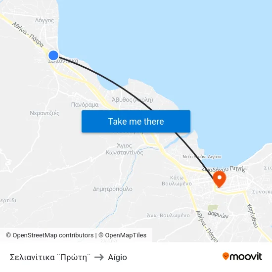 Selianitika Junction to Aigio map