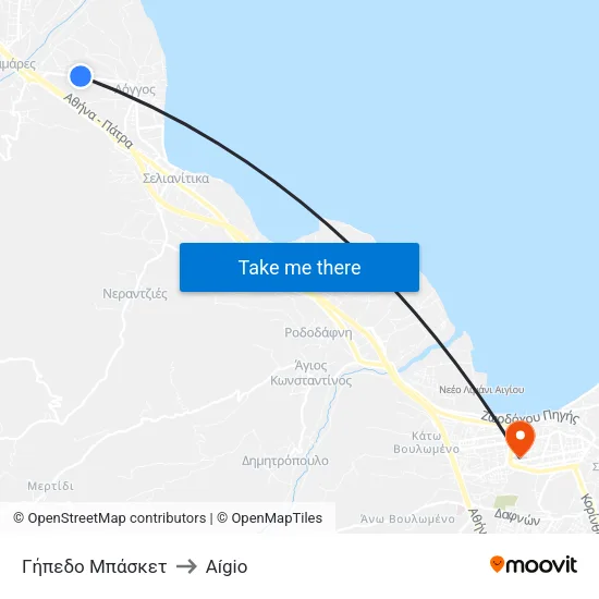 Basketball Court to Aigio map